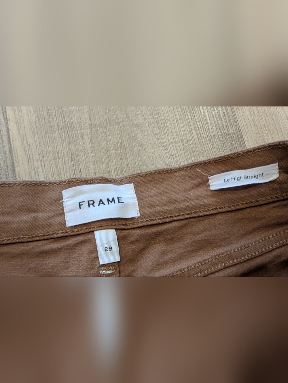 FRAME Straight Leg Mid Rise Jeans Tan Nude - Picture 6 of 7